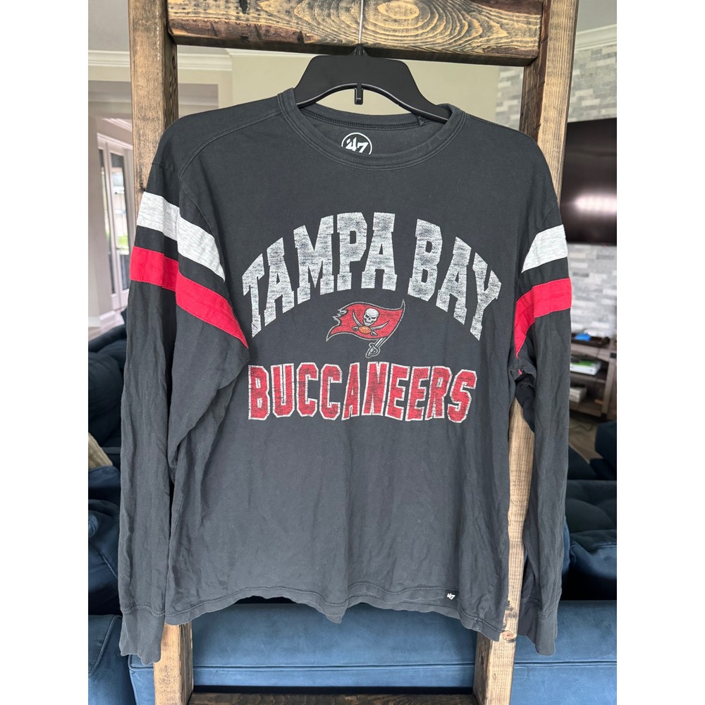 47 Brand Tampa Bay Buccaneers Long Sleeve Shirt Charcoal Grey NFL Women Medium